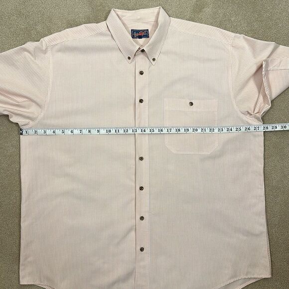 Grand Isle 100% Cotton Orange White Stripe Men Short Sleeve Button Down Shirt 2X - Picture 4 of 12